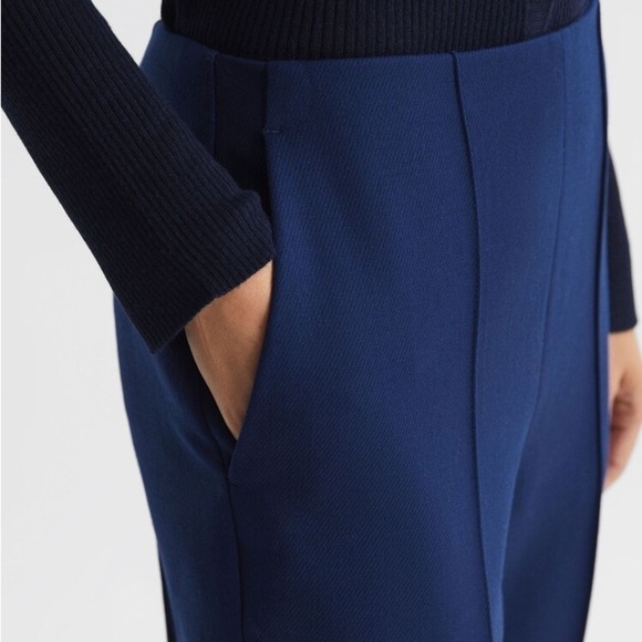 New! Reiss Kali Slim Mid Rise Wool Flare Trousers Navy Blue Size 10 NWT! - Picture 8 of 16